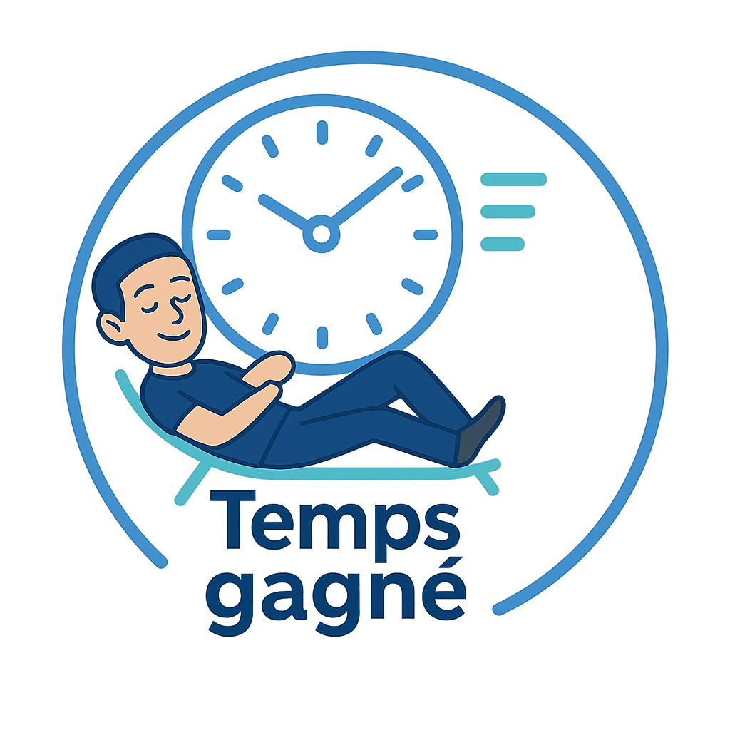 Illustration représentant le gain de temps pour les infirmières libérales grâce à la gestion de facturation de Nomy Services, avec personnage relax et icône d’horloge stylisée.